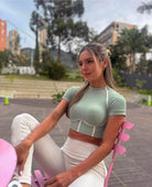 Set blusa y legging sesgo en constraste | Ref. C00229